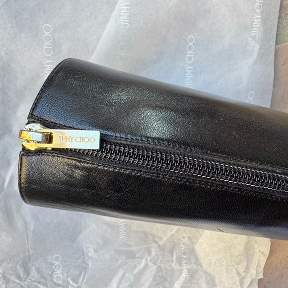 Jimmy Choo Black Leather Pointy-Toe Knee-High Boots - Picture 11 of 12